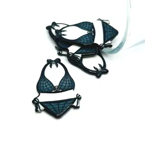 1, 4 or 20 Pieces: Spooky Summer Spider Web Bathing Suit Charms - Double Sided