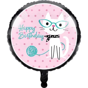 18" Purr-Fect Cat Party Metallic Balloon