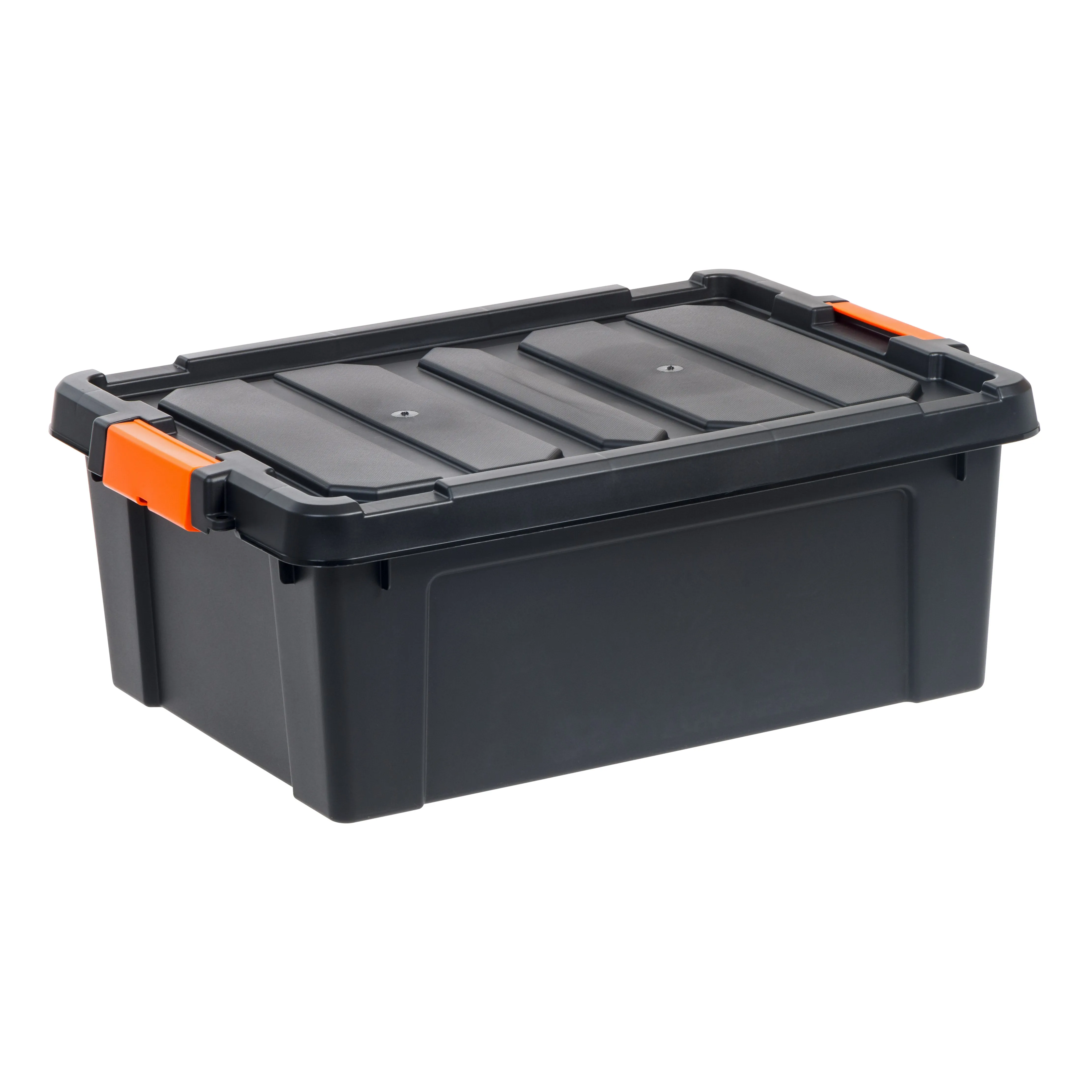 47 Quart Heavy Duty Plastic Storage Box, Black Pack of 4