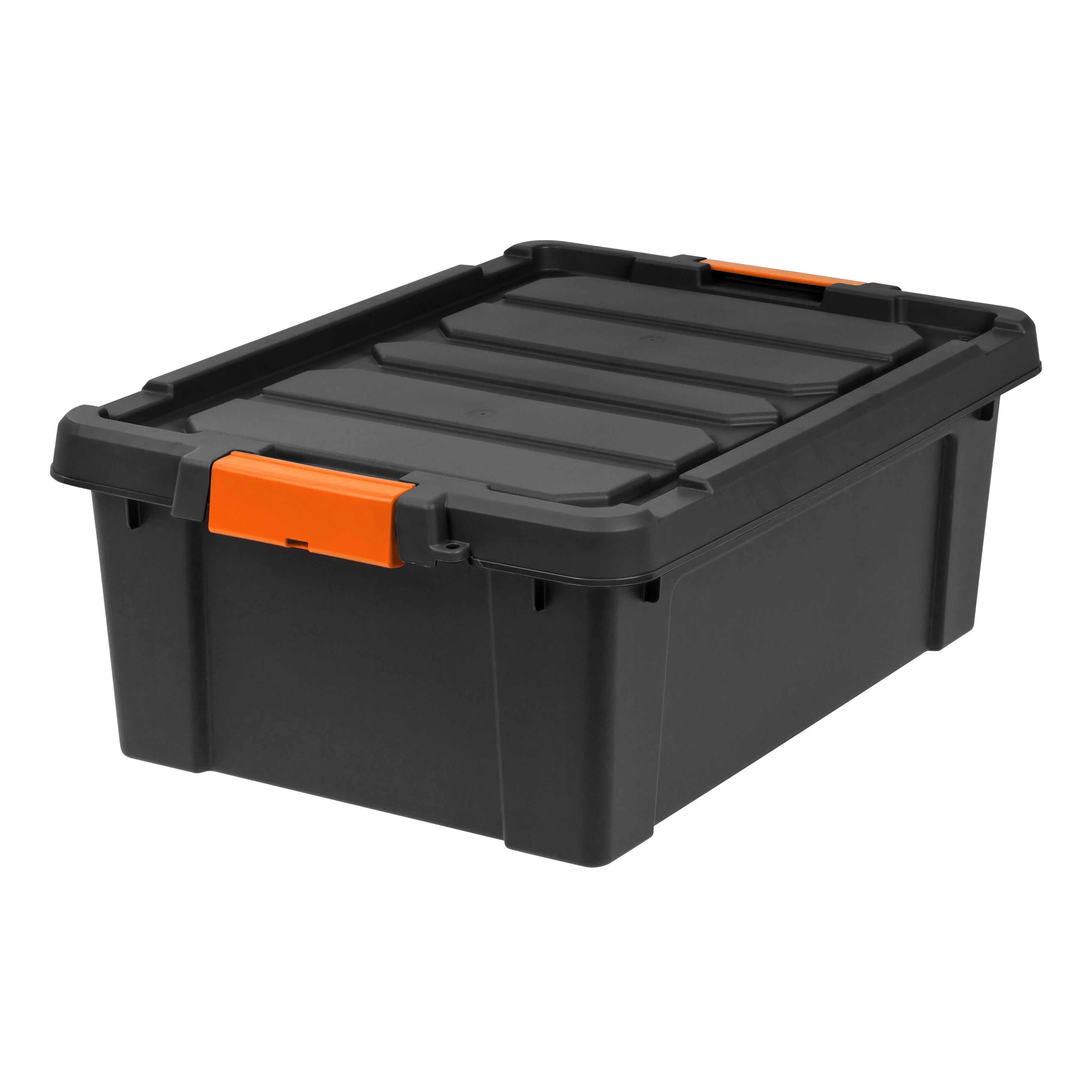 47 Quart Heavy Duty Plastic Storage Box, Black Pack of 4