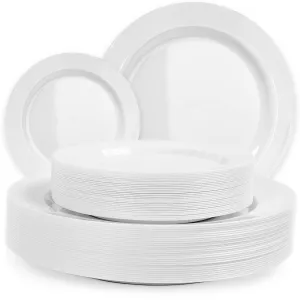 60 White Plastic Plates Disposable, Heavy Duty For Party - 30 Dinner Plates 1025