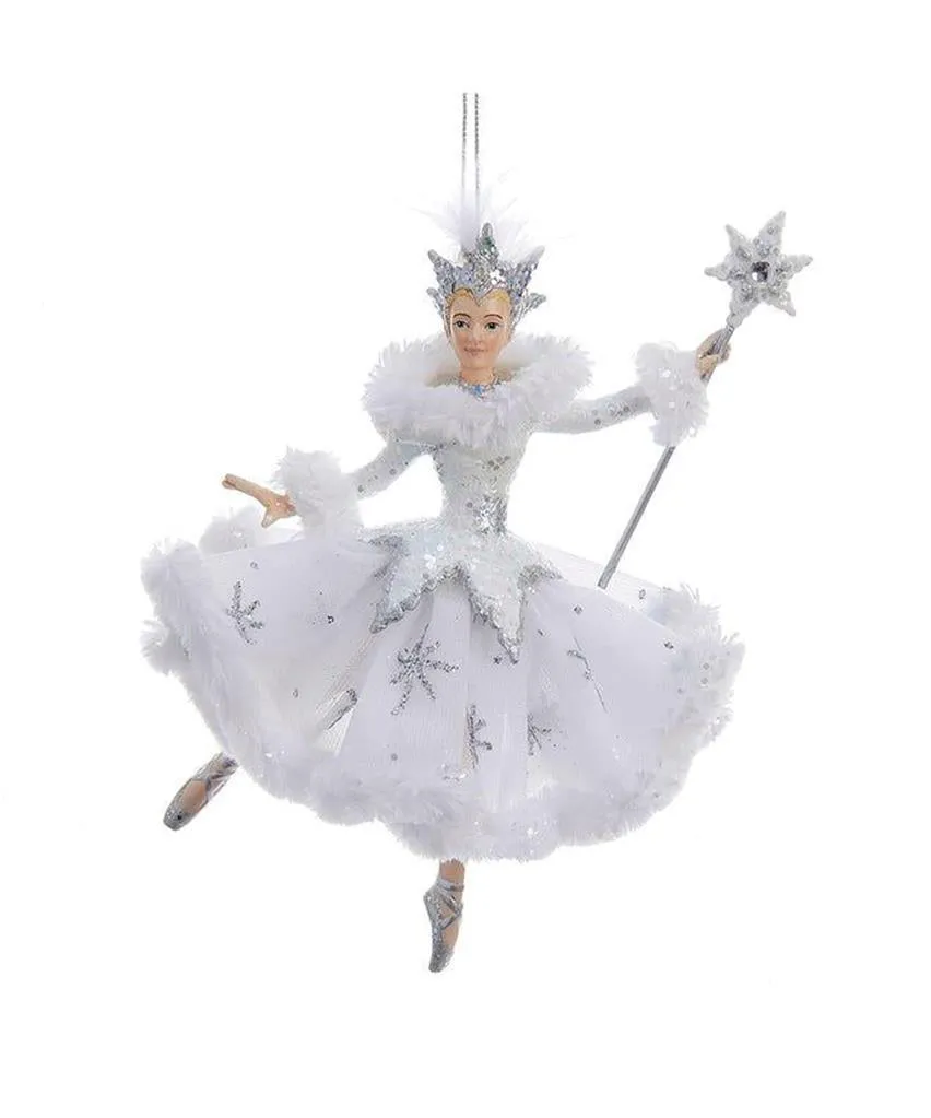 6.75" White Silver Snow Queen Ballet Ballerina Ornament