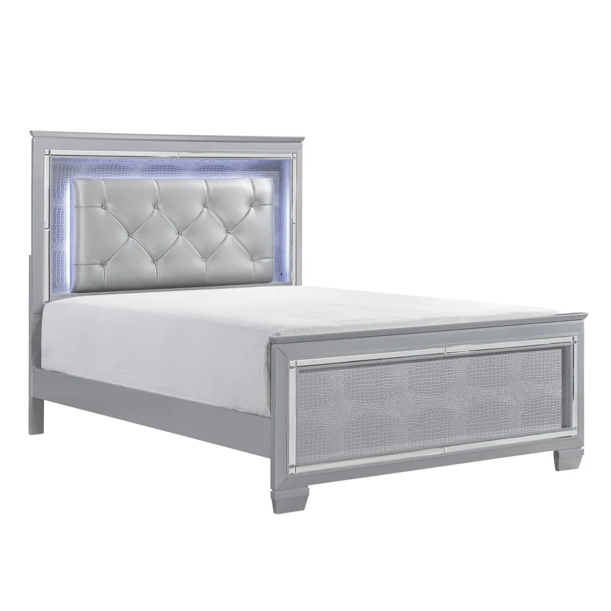 Allura Silver King Bed, LED Lighting