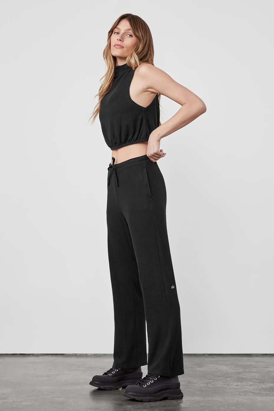 Alolux High-Waist Soho Wide Leg Pant - Black