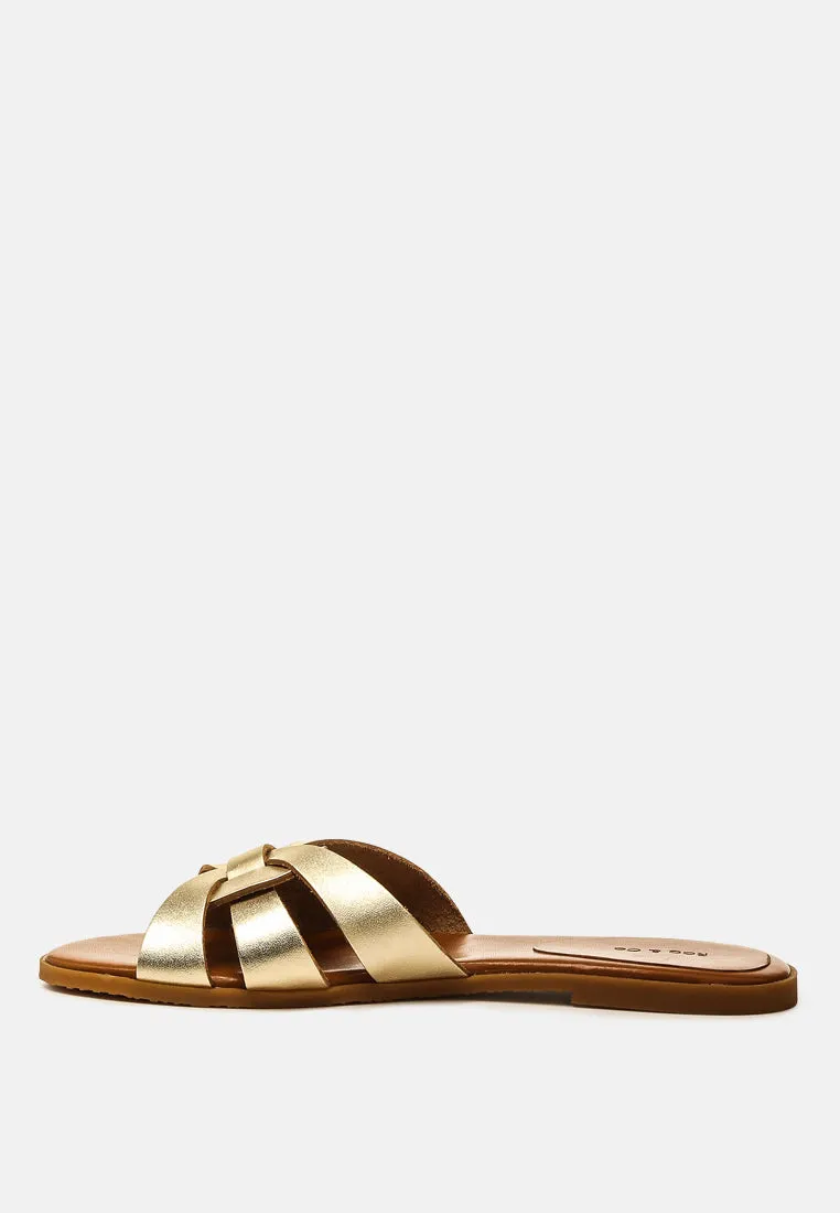 ARIS Gold Strappy Slip-on Sandal