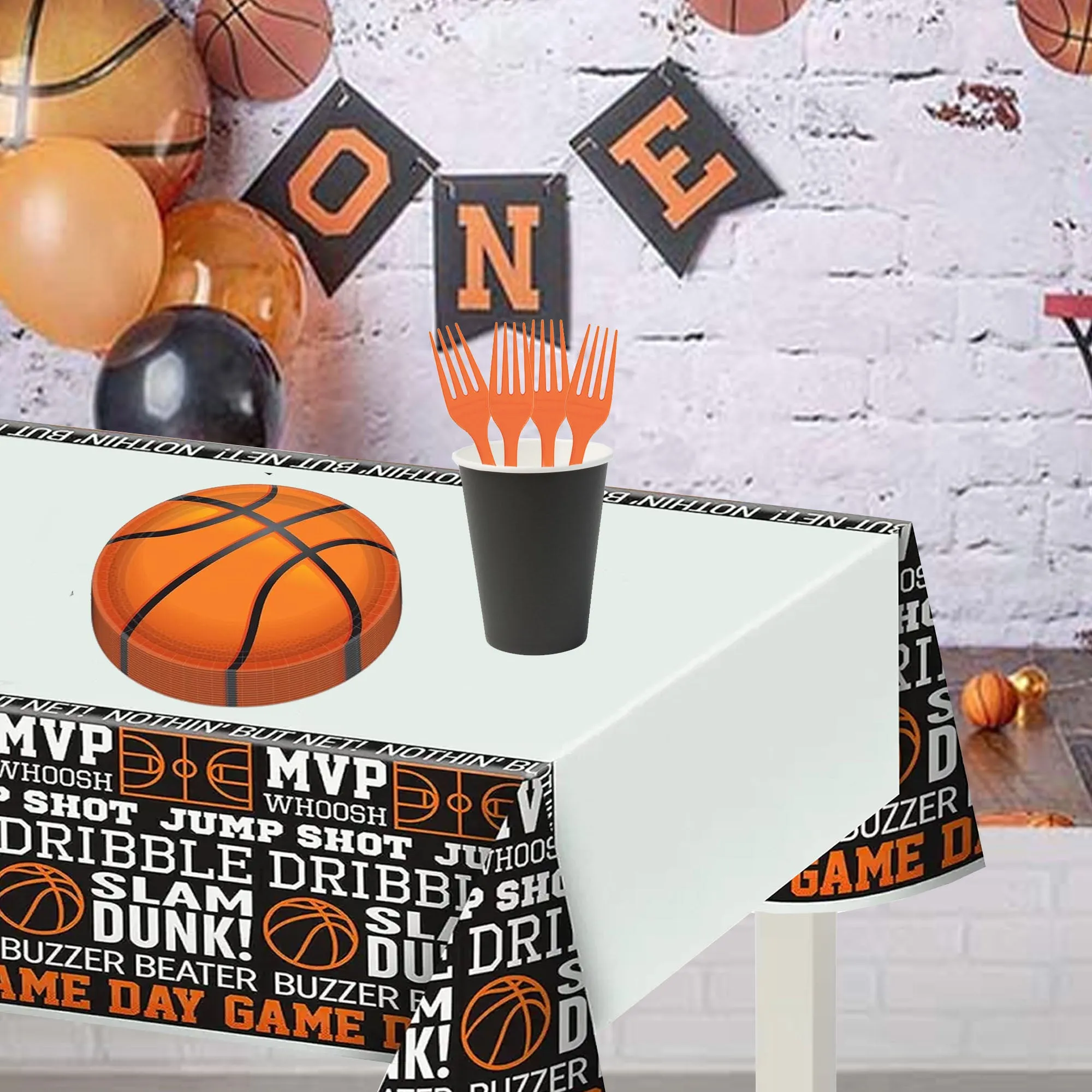 Basketball Party Nothin' But Net Plastic Table Cover Birthday Party Decorations, 2 Pack