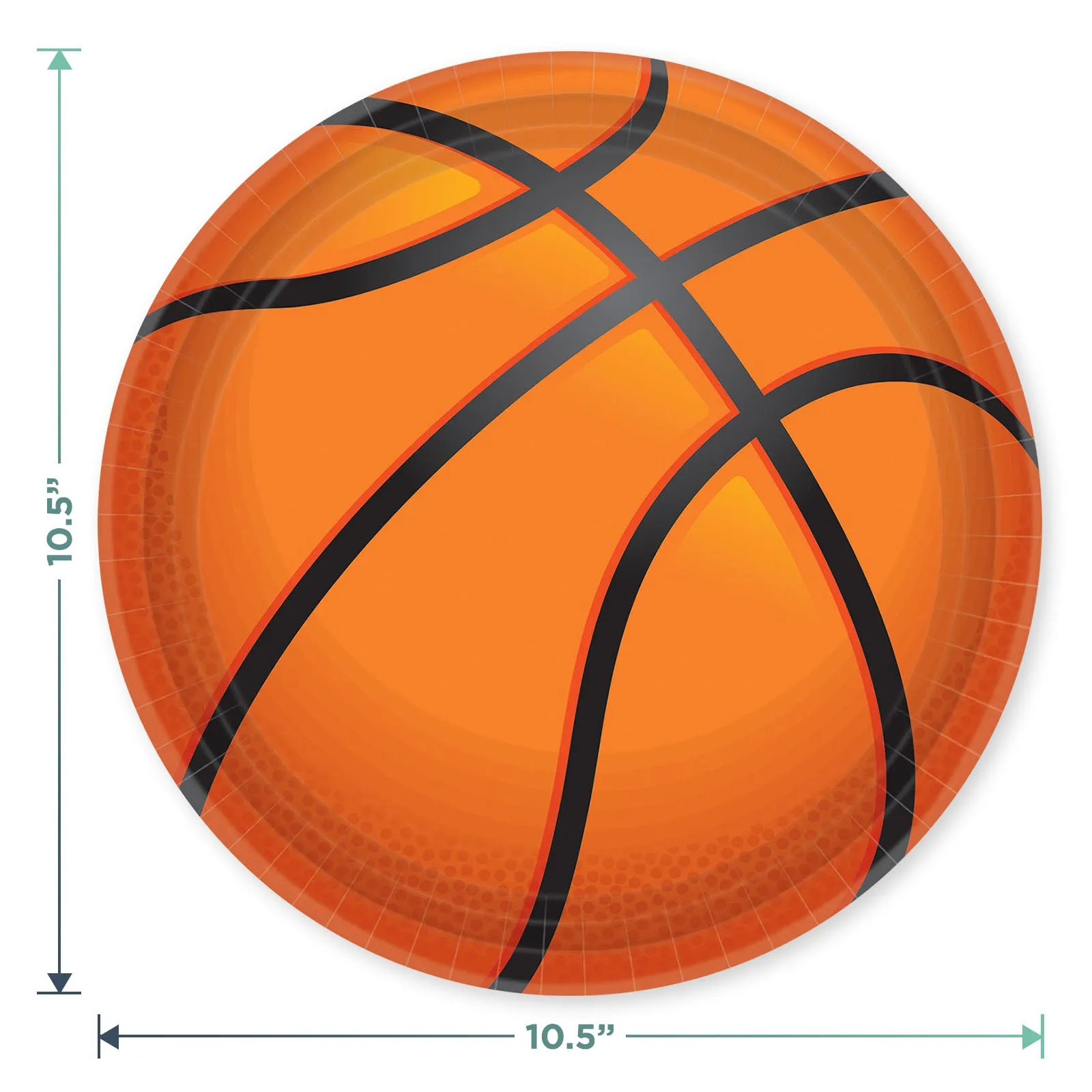 Basketball Party Pack - Large Paper Dinner Plates, Lunch Napkins, Balloons, and Table Cover Set (Serves 16)