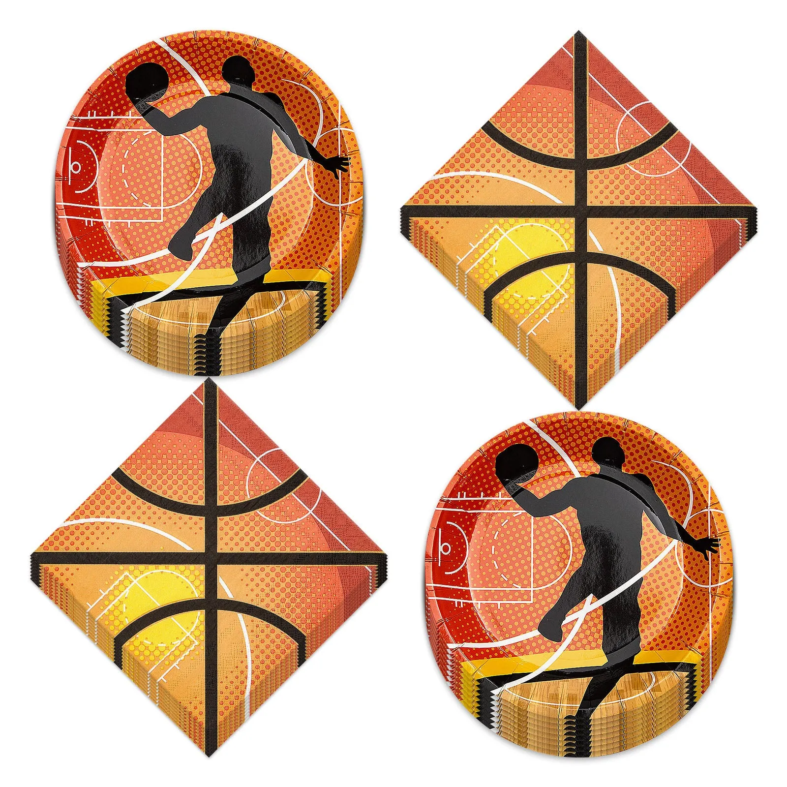 Basketball Party Supplies Jump Shot Paper Dessert Plates and Napkins (Serves 16)