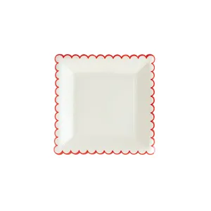 BEC849 - Believe White/Red Scallop 9" Plate