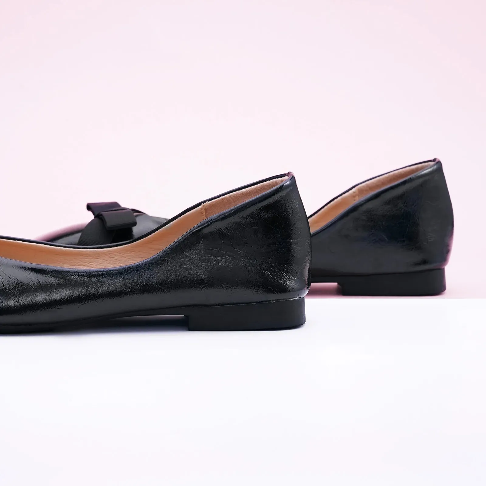 Bowknot Ballerina Flats (Eva) Black