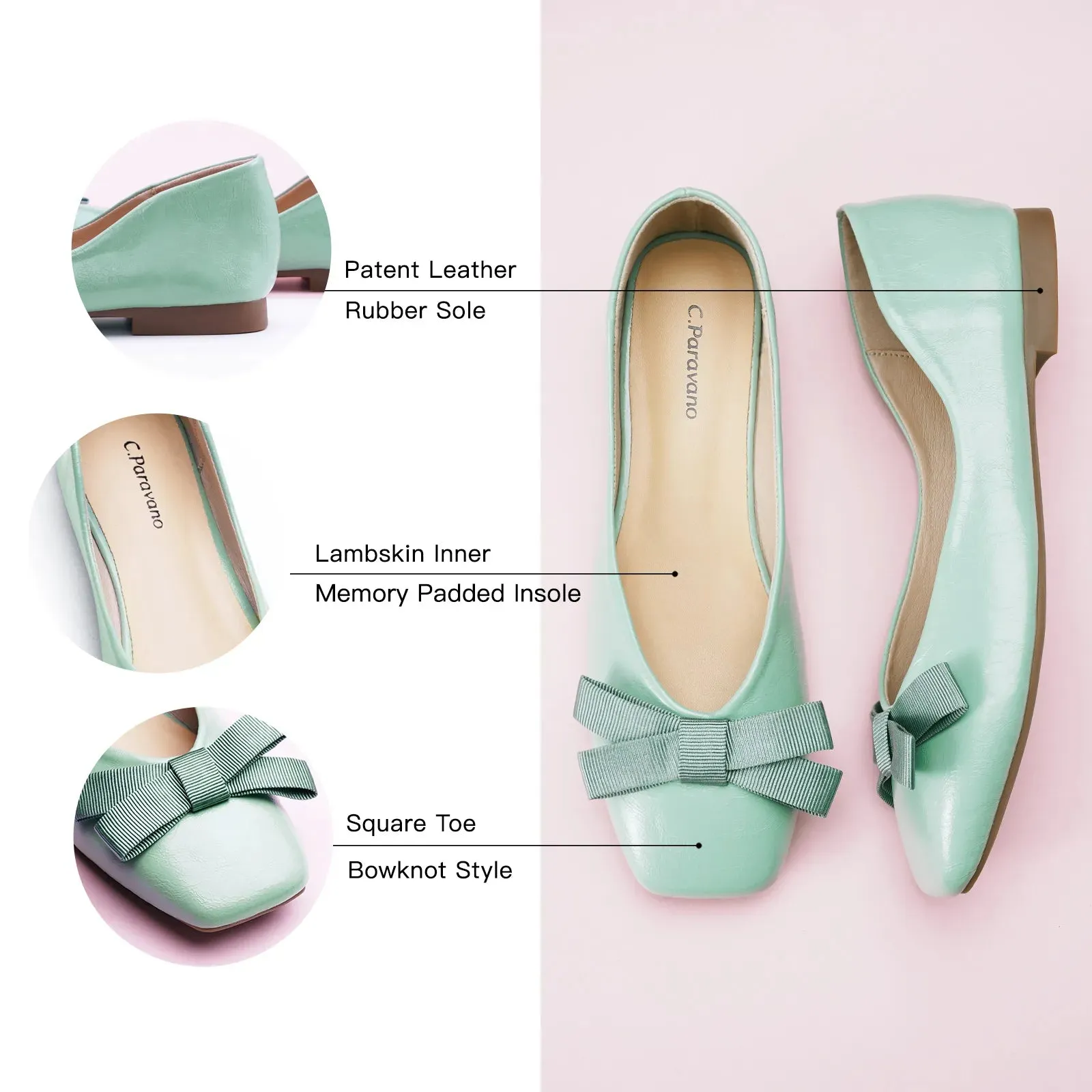 Bowknot Ballerina Flats (Eva) Green