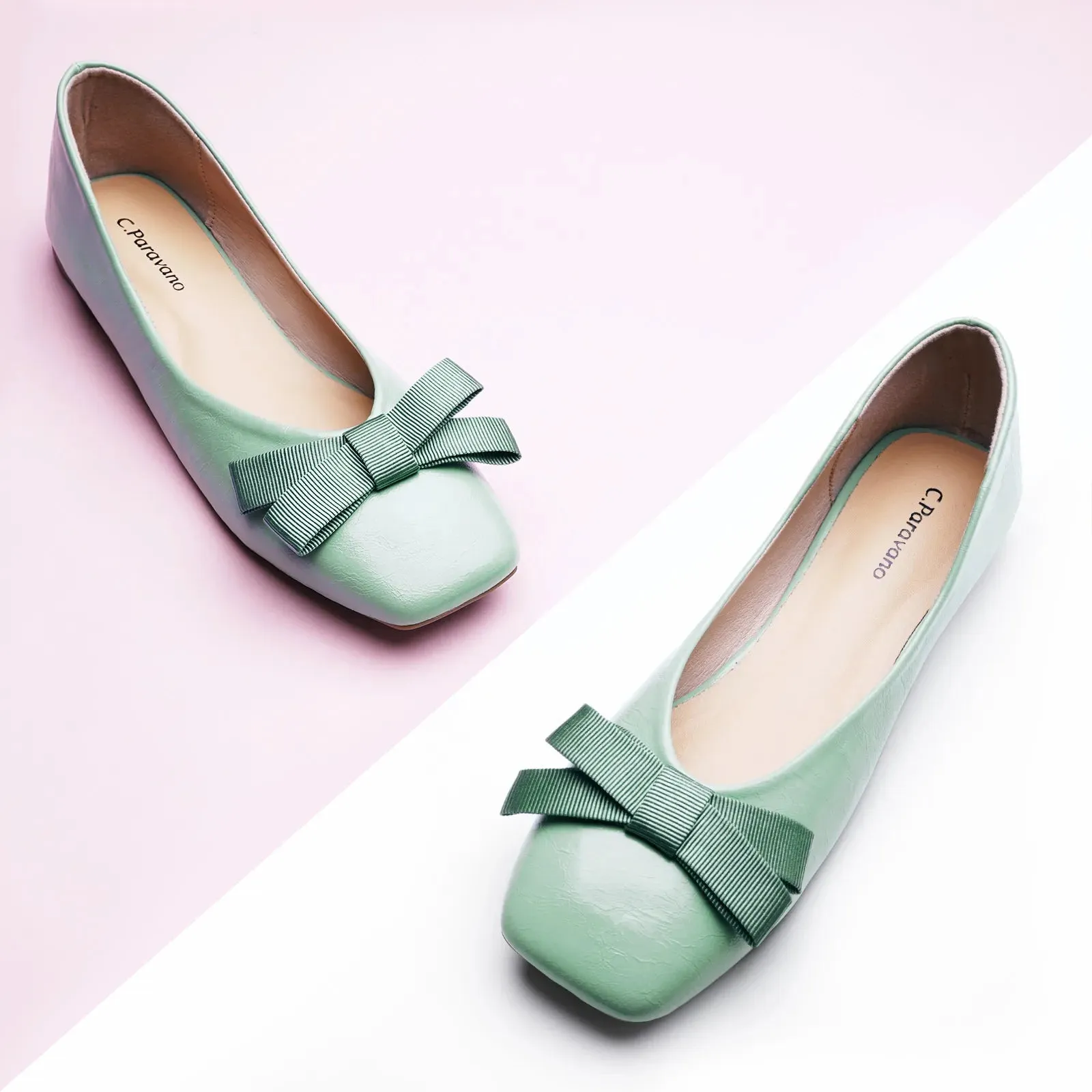 Bowknot Ballerina Flats (Eva) Green