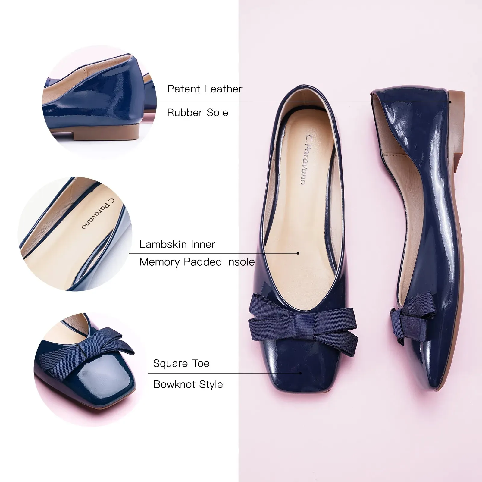 Bowknot Ballerina Flats (Eva) Navy