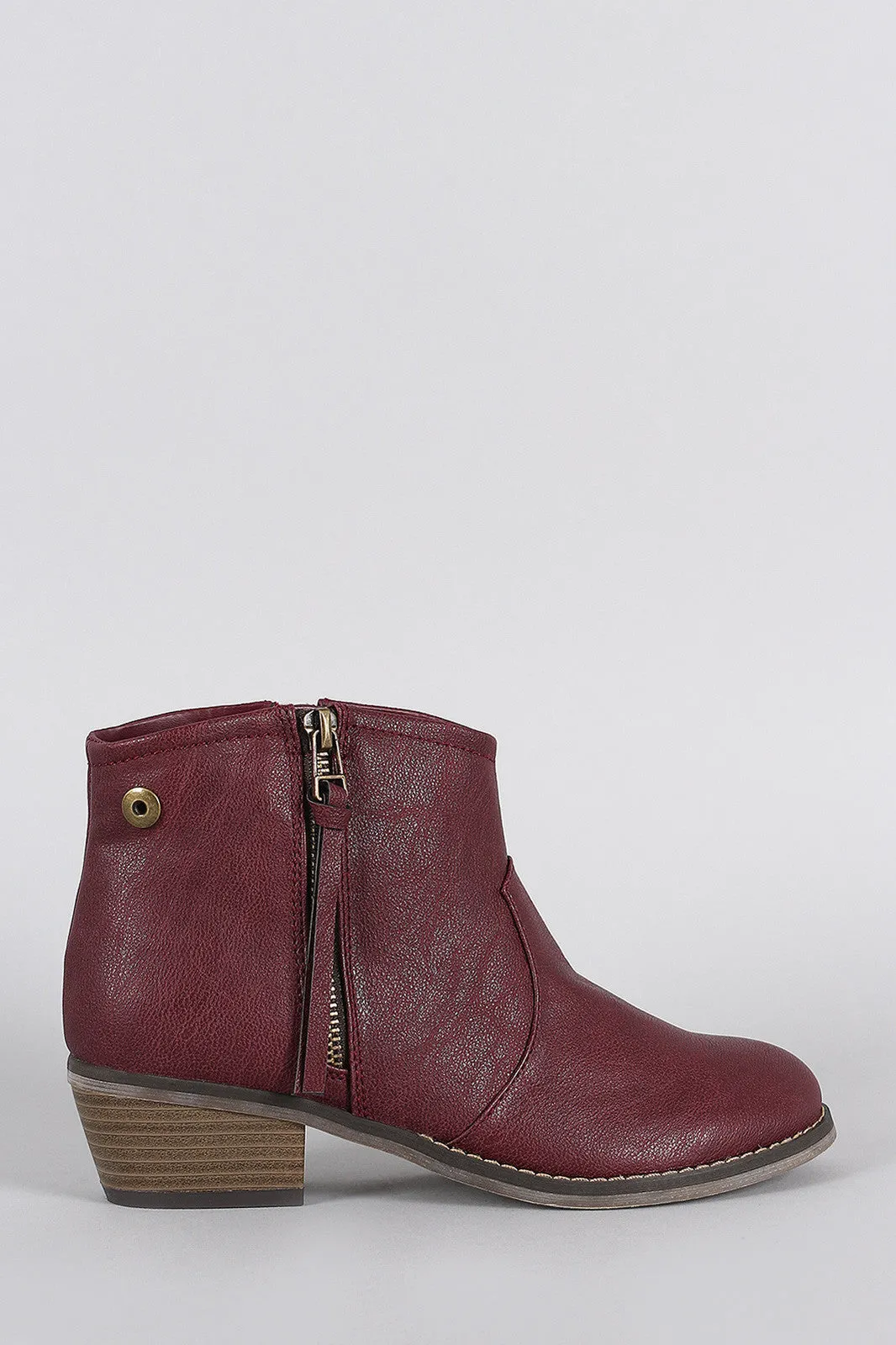 Breckelle Zipper Round Toe Cowgirl Ankle Boots