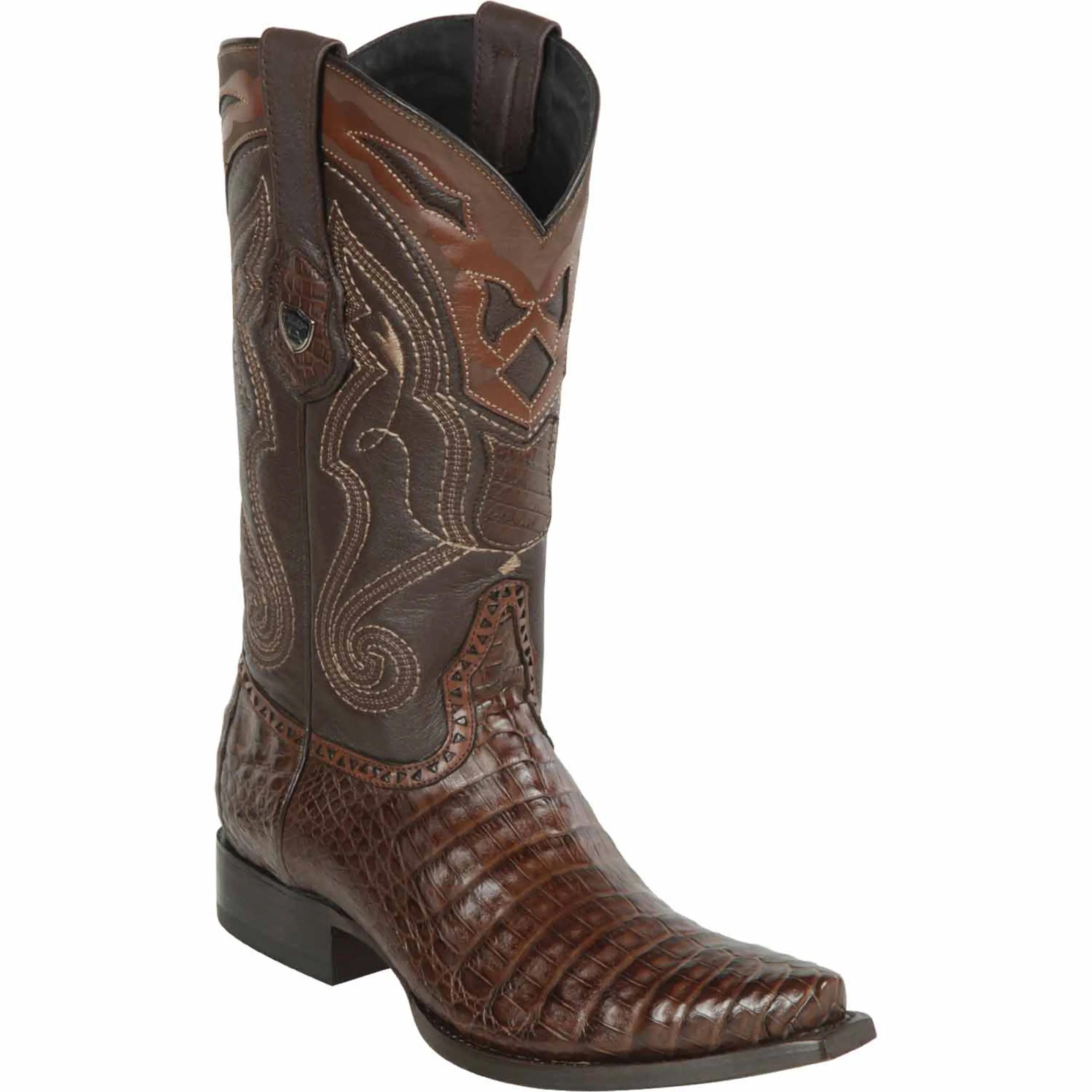 Brown Caiman Boots Snip Toe