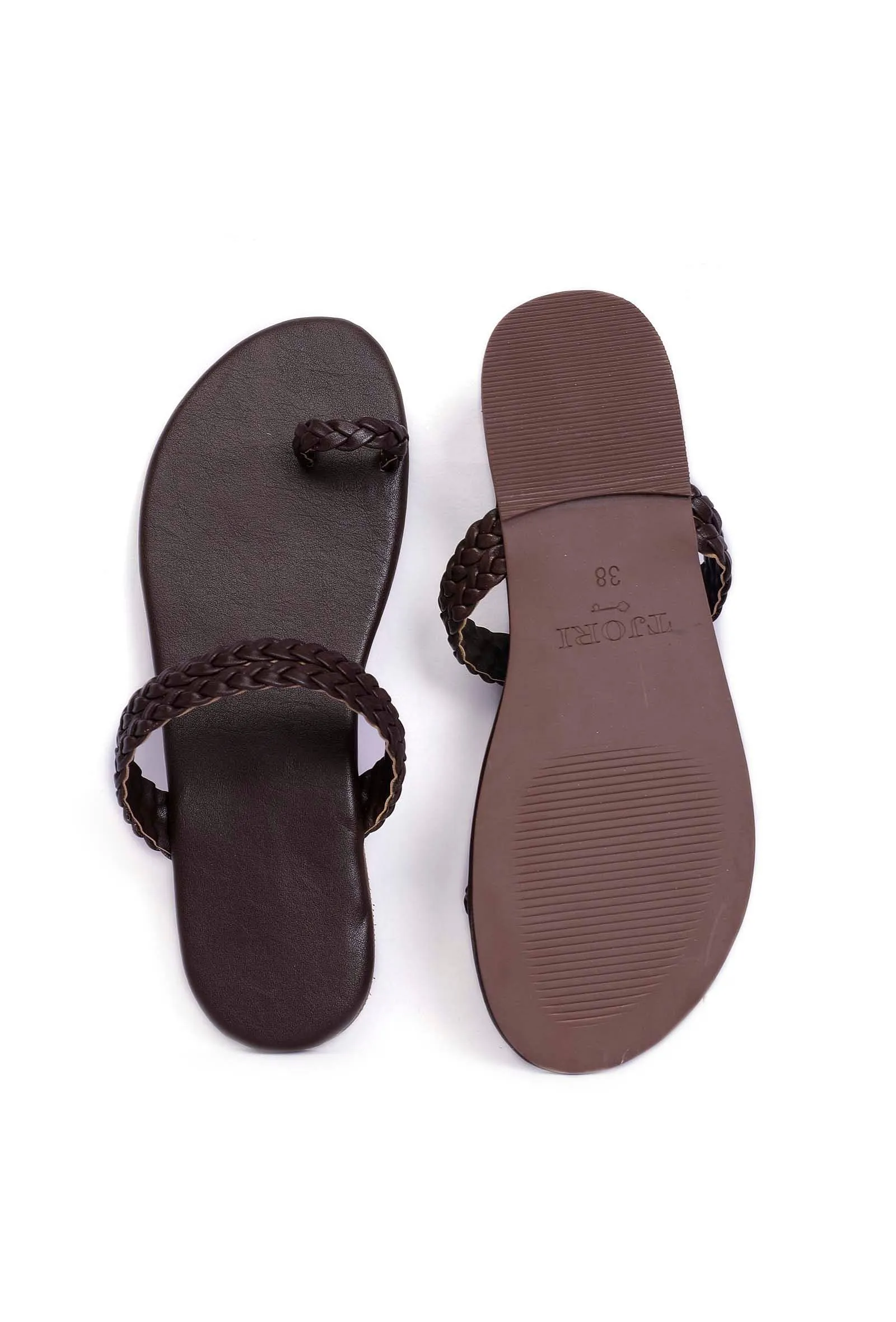 Brown Knotted Cruelty Free Leather Sandals