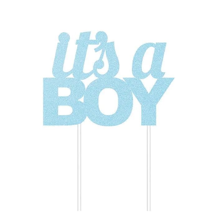 Bulk Blue Glitter It's a Boy Cake Toppers (12 per Case)