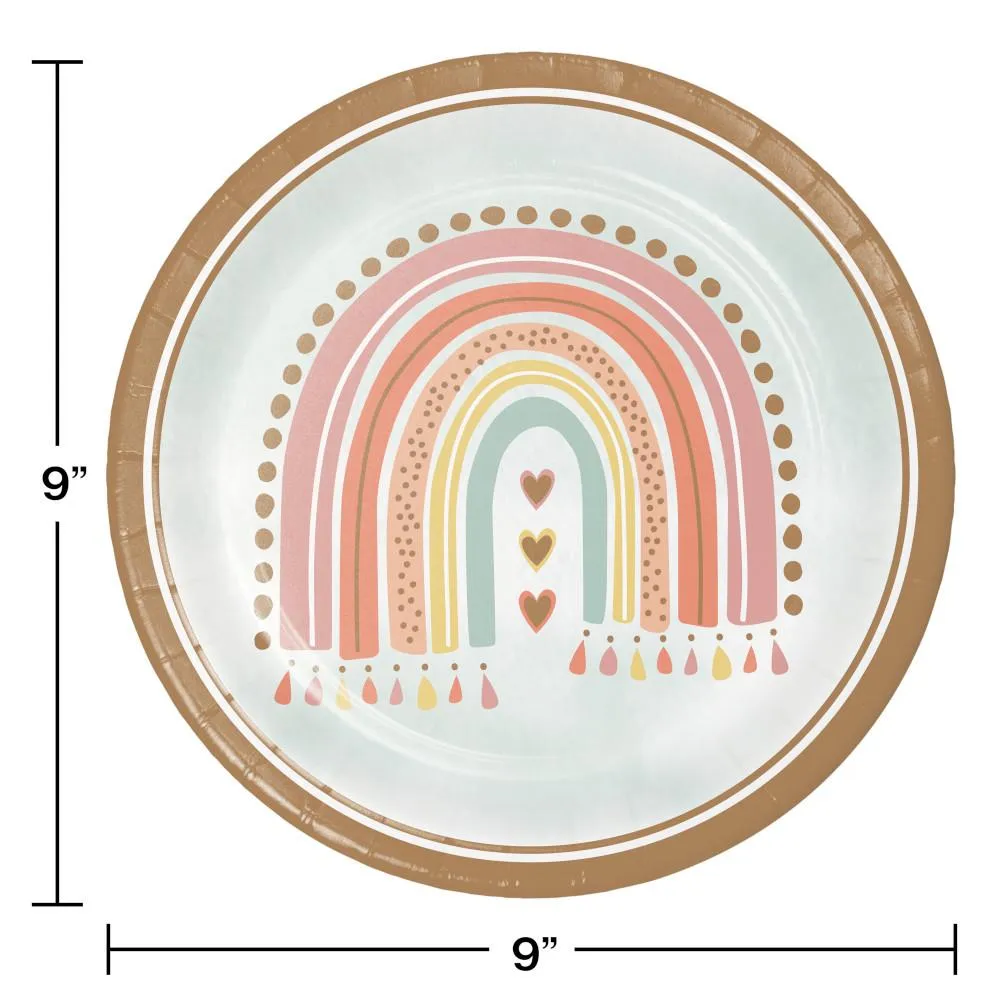 Bulk Pack of 16 Boho Rainbow Dinner Plates