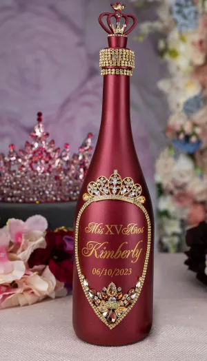 Burgundy quinceanera bottle