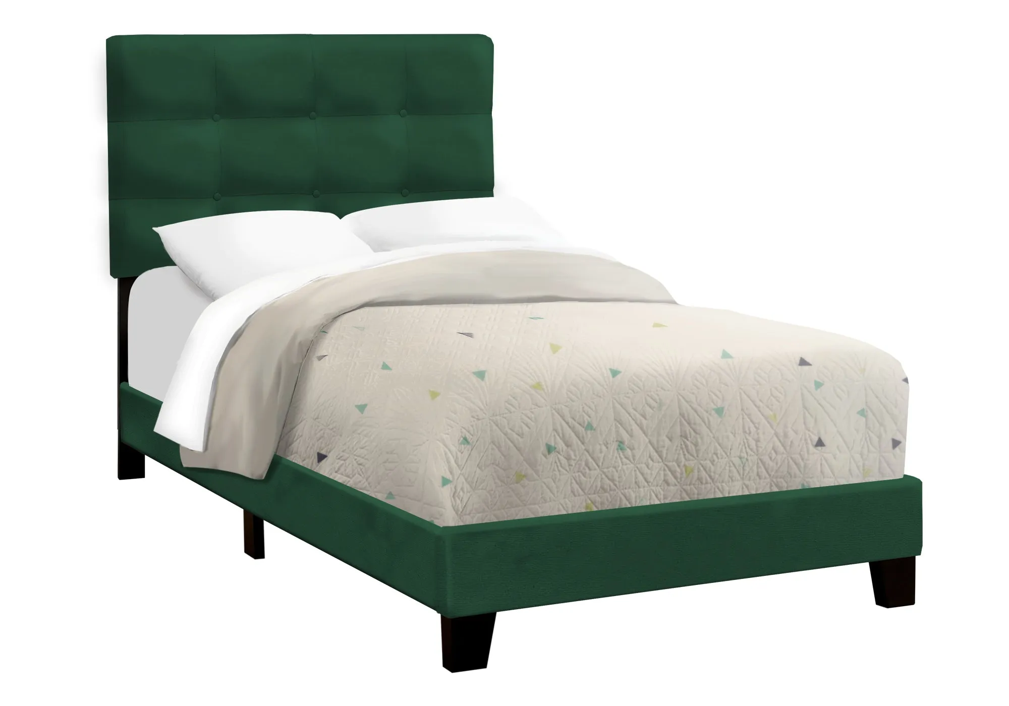 Chic Green Velvet Twin Platform Bed