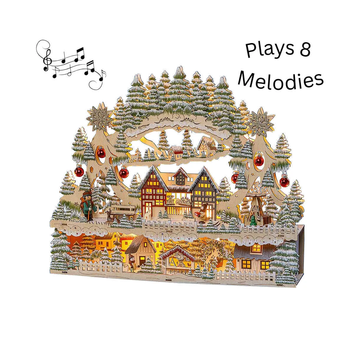 Christmas Schwibbogen with Multiple Scenes and 8 Melodies