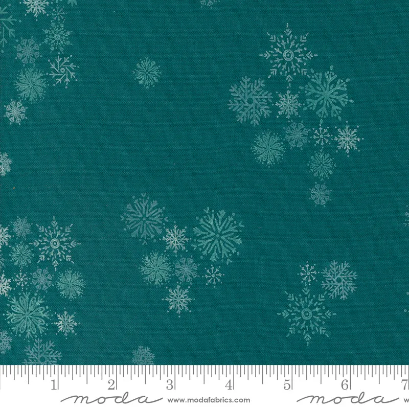 Cozy Wonderland - Snowflake Fall in Teal - 45596 15 - Half Yard