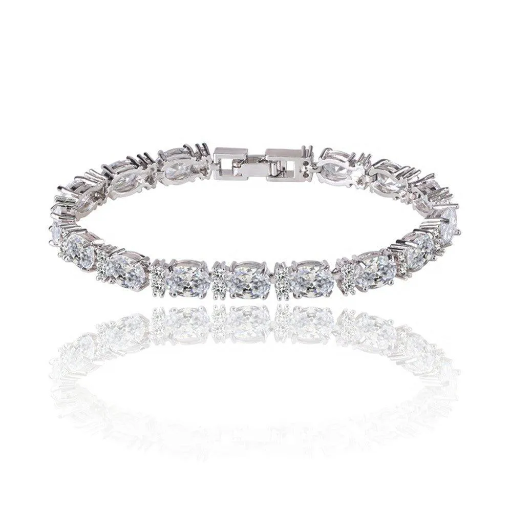 Cubic Zirconia Tennis Bracelet for Women with Oval and Round Cut AAA  Cubic Zirconia