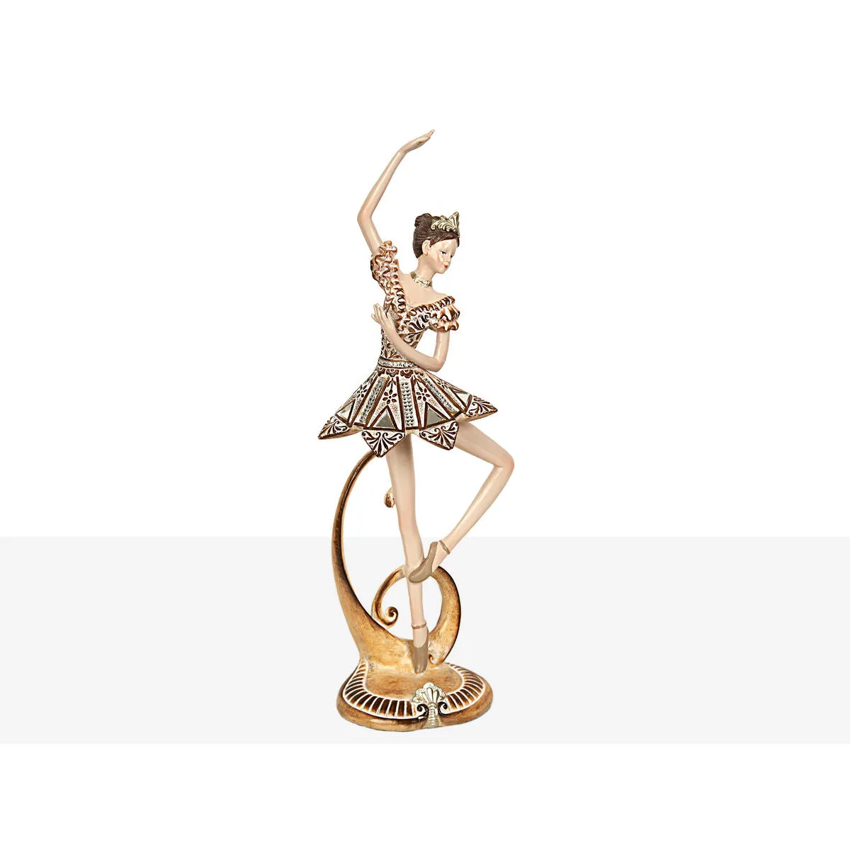 Decorative Figure Romimex Golden Resin Ballerina 13 x 38 x 9 cm