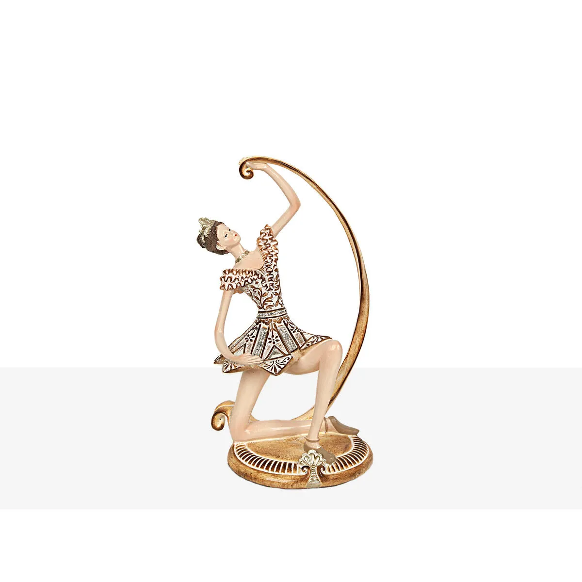 Decorative Figure Romimex Golden Resin Ballerina 14 x 26 x 11 cm