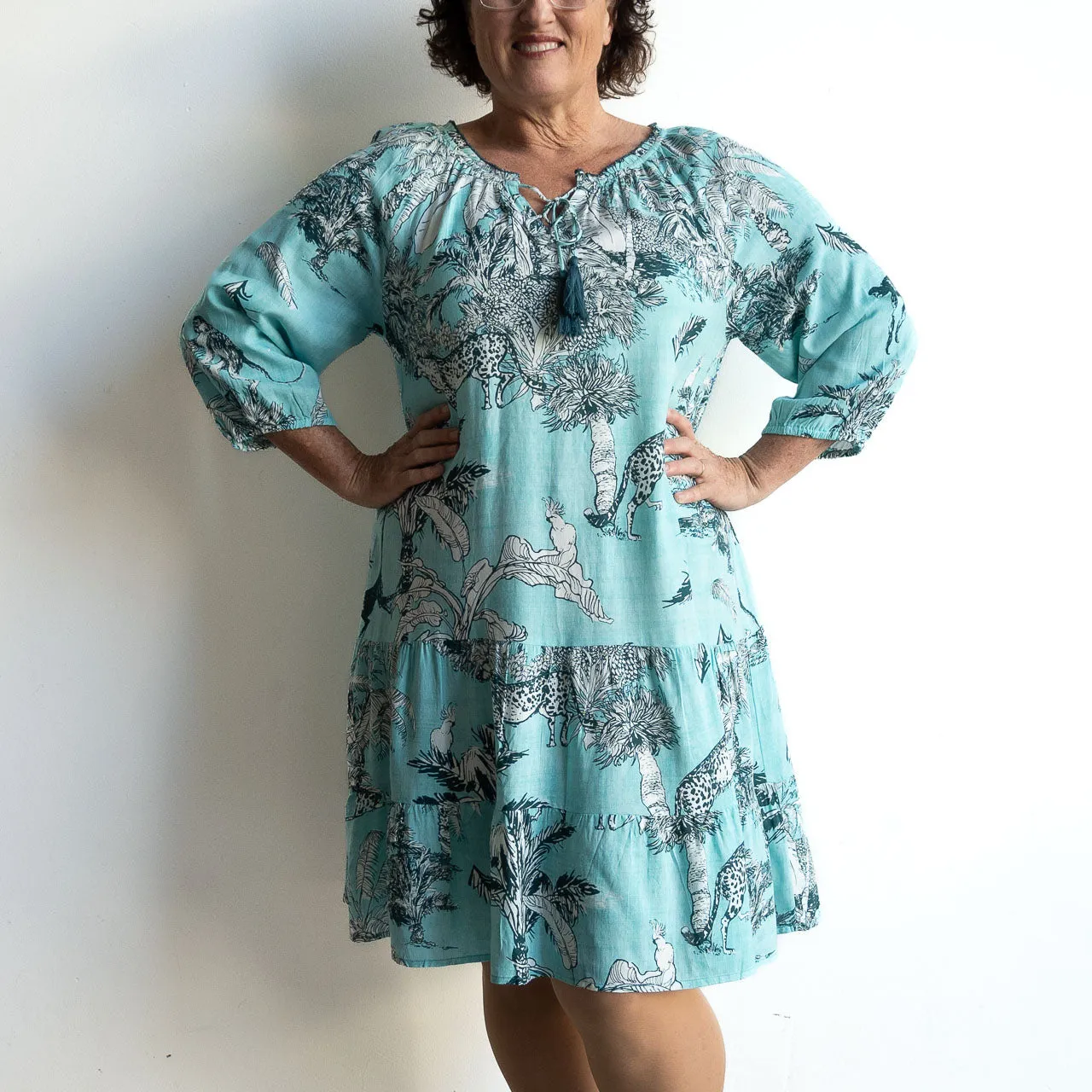 Drop Waist Smock Dress - Safari Turquoise