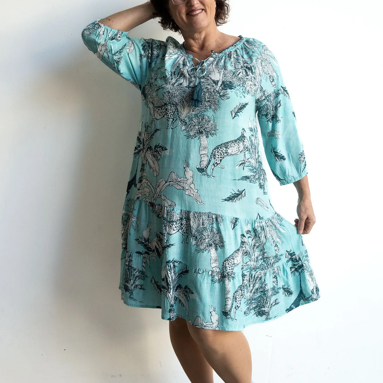 Drop Waist Smock Dress - Safari Turquoise