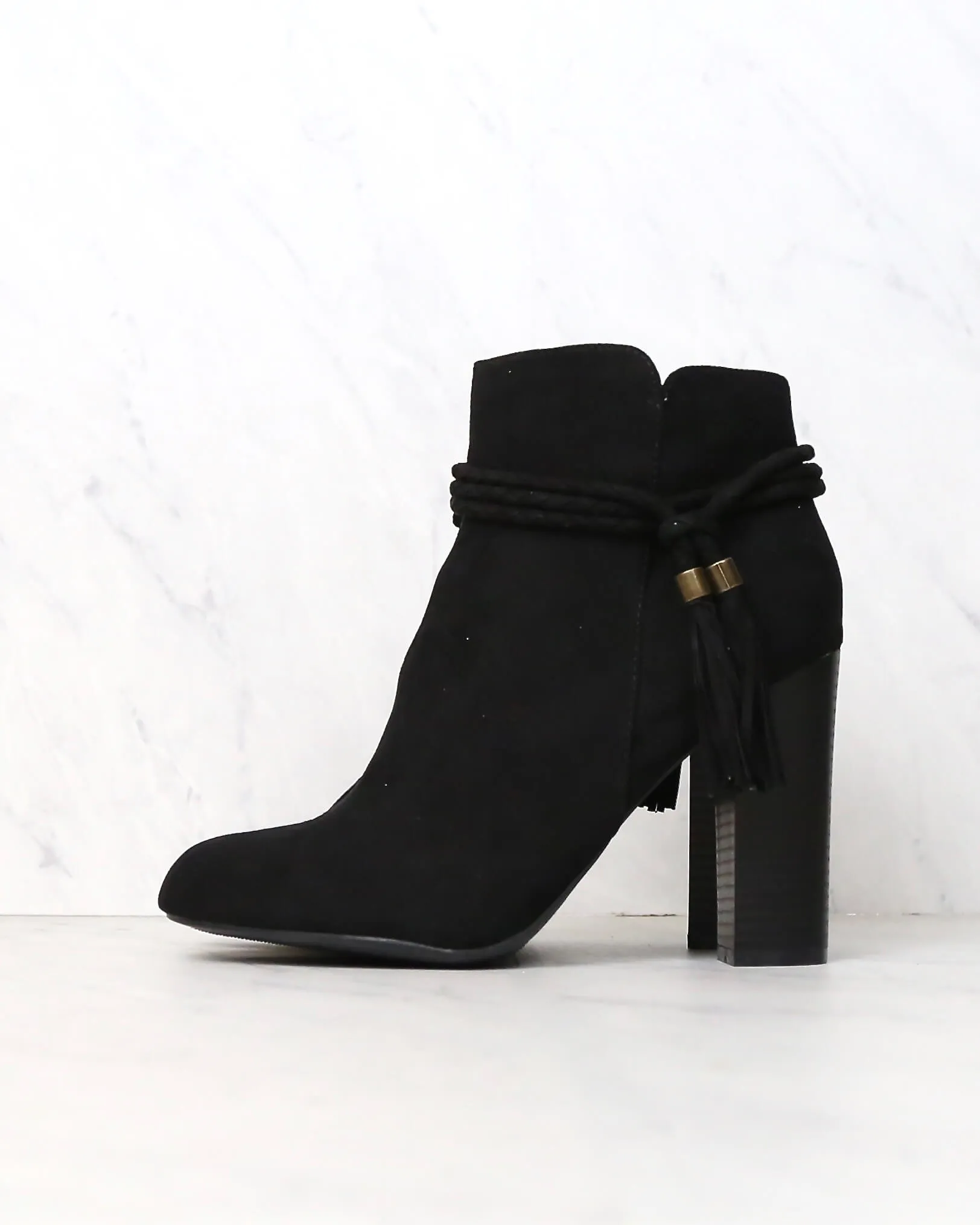 Final Sale - Vegan Suede Enchanted Tassel Detail Booties in More Colors