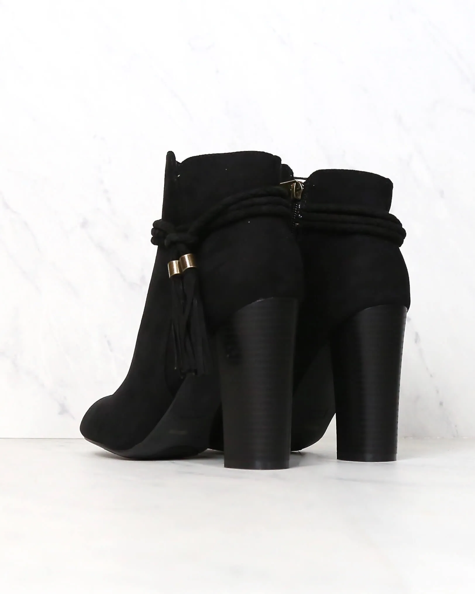 Final Sale - Vegan Suede Enchanted Tassel Detail Booties in More Colors