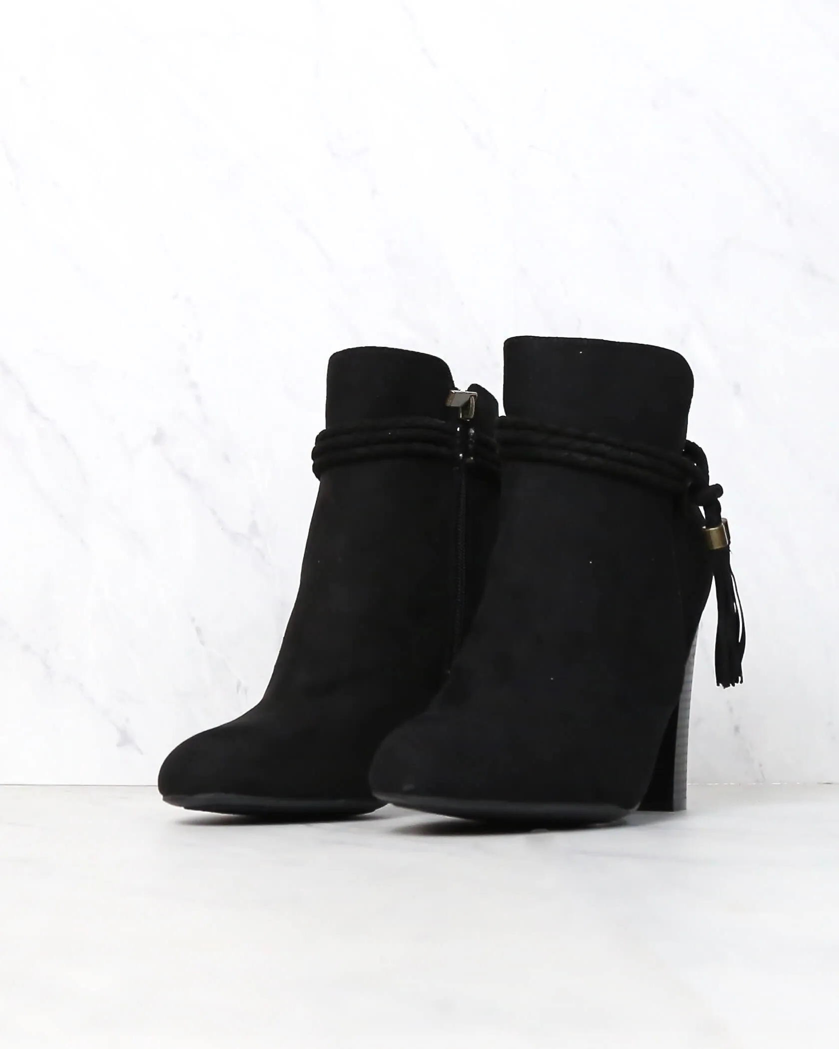 Final Sale - Vegan Suede Enchanted Tassel Detail Booties in More Colors