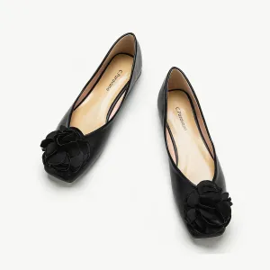 Flower Ballerina Flats (Eva) Black