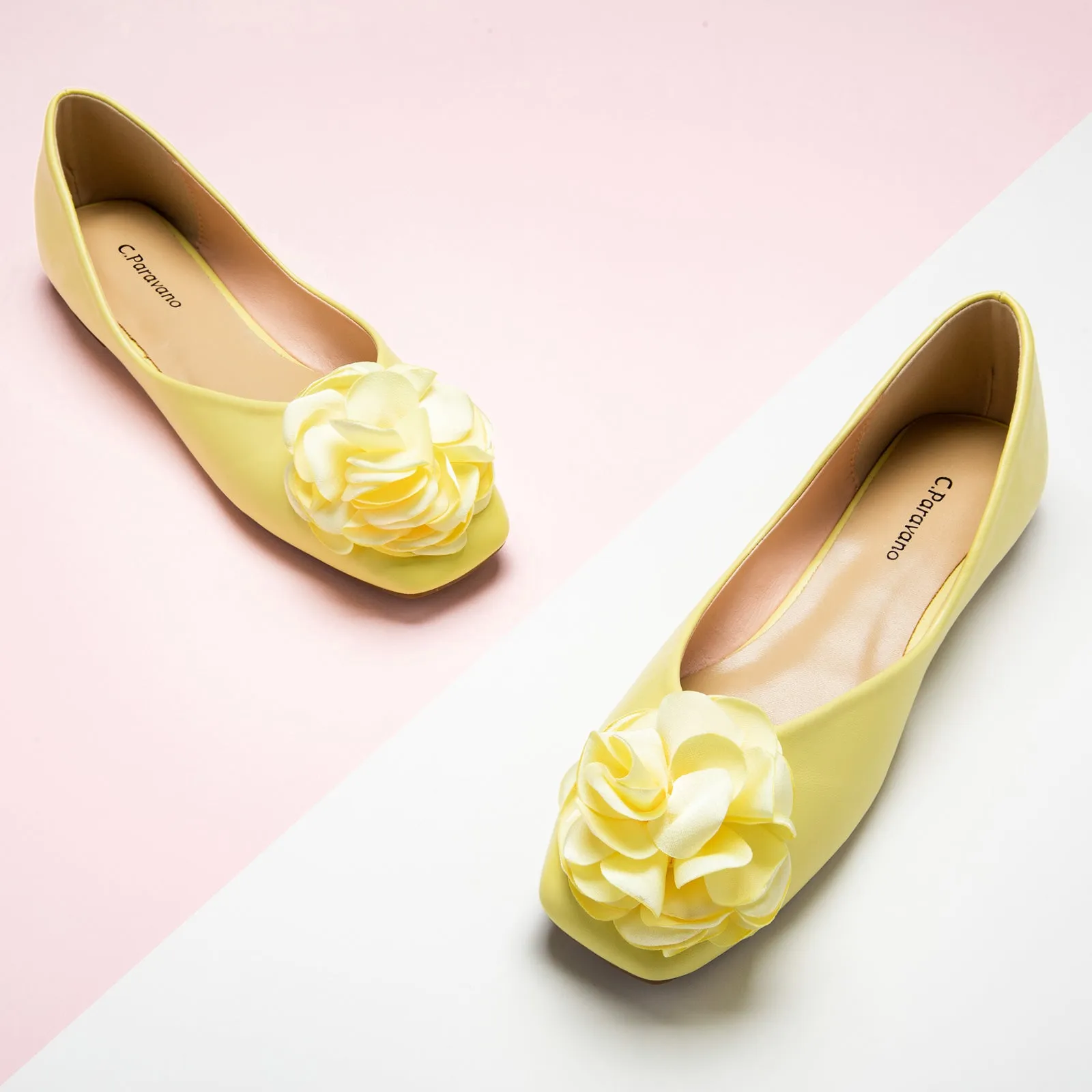 Flower Ballerina Flats (Eva) Light Yellow