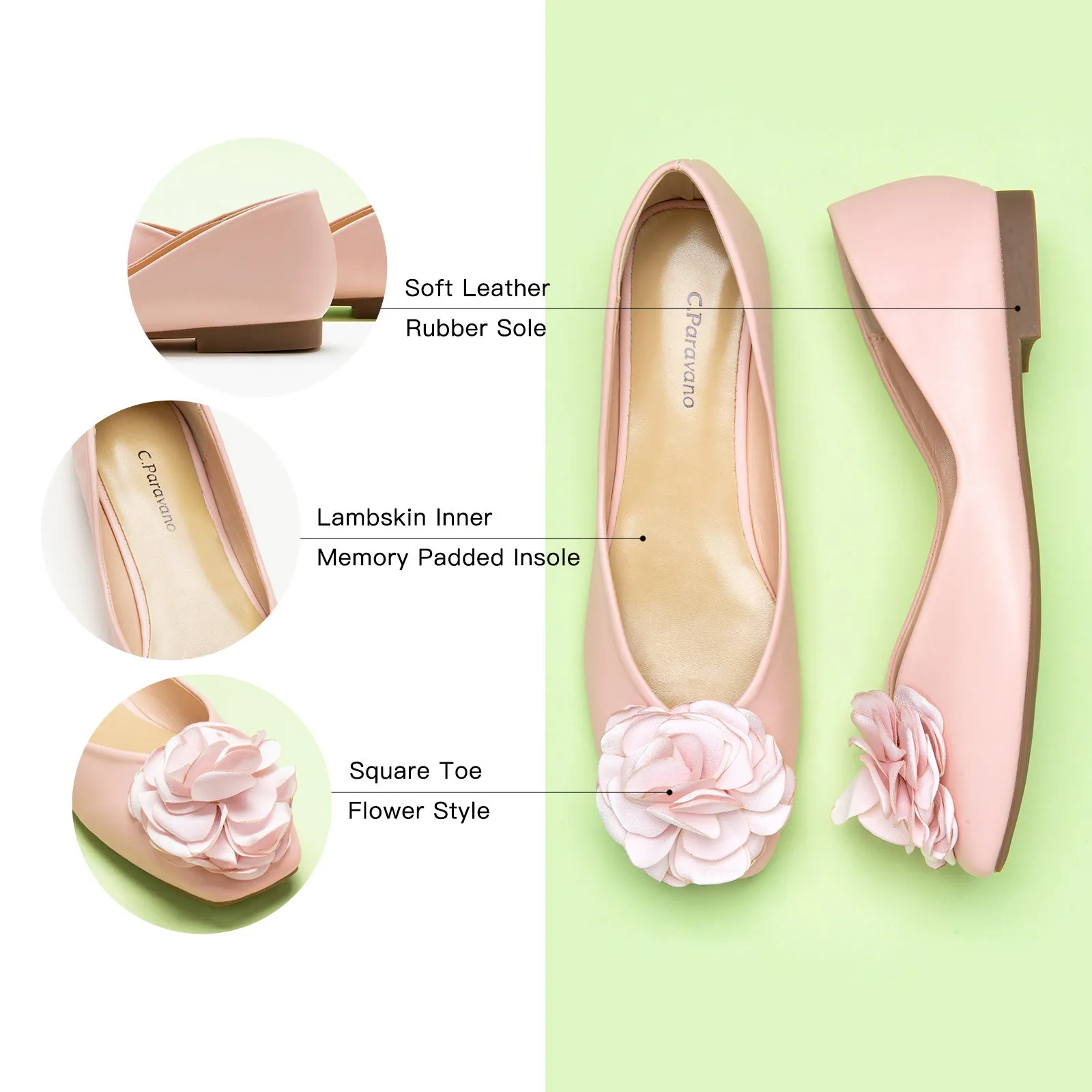 Flower Ballerina Flats (Eva) Pink