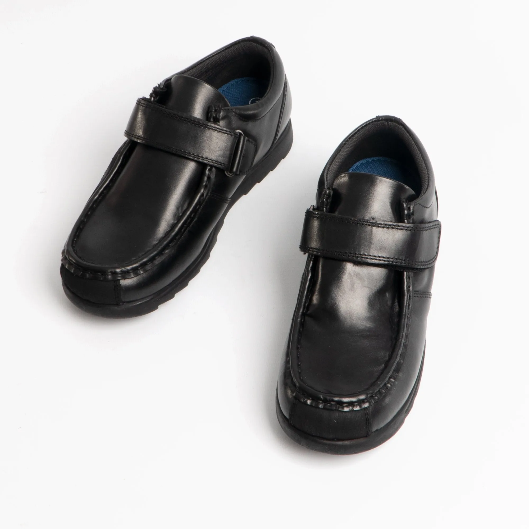 GENERALS Boys Leather Touch Fasten Shoes Black