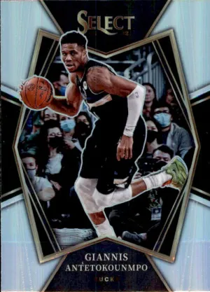 Giannis Antetokounmpo, Premier Level Silver Prizm, 2021-22 Panini Select Basketball NBA