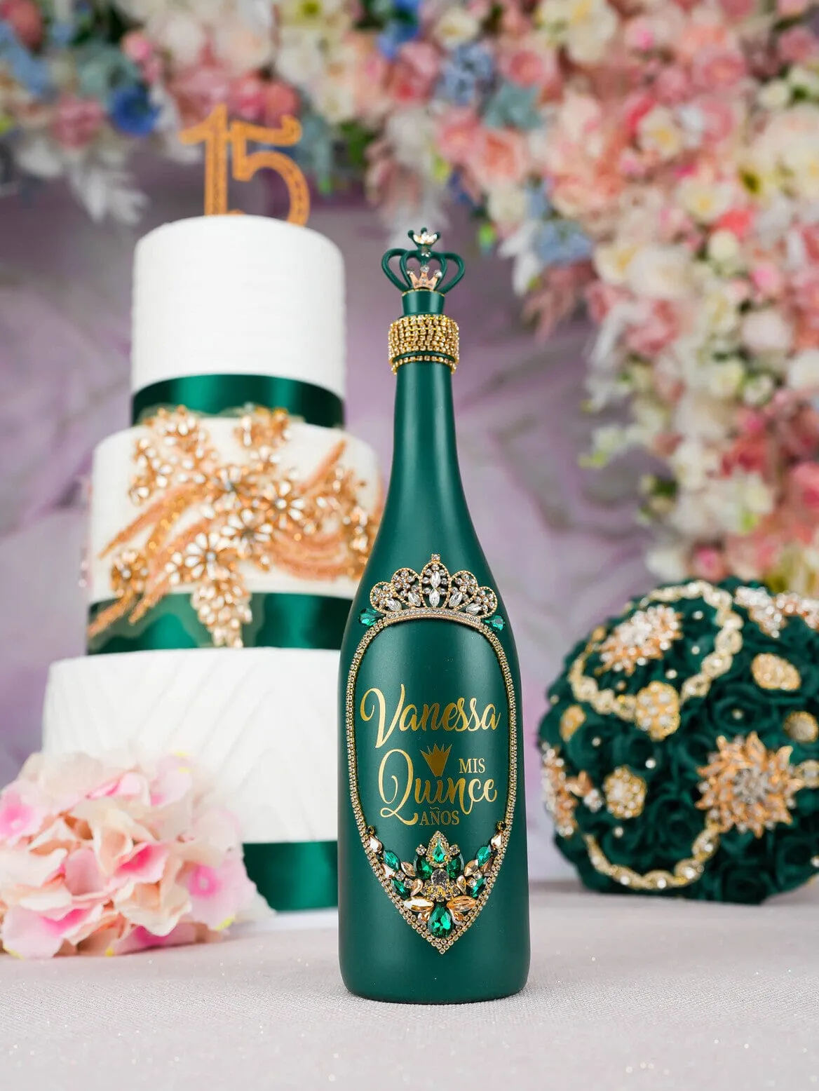 Green quinceanera  bottle