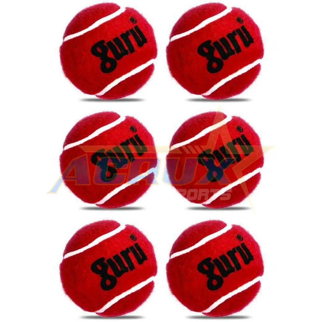 Guru Heavy Tennis Cricket Ball Maroon Colour Pack of 6