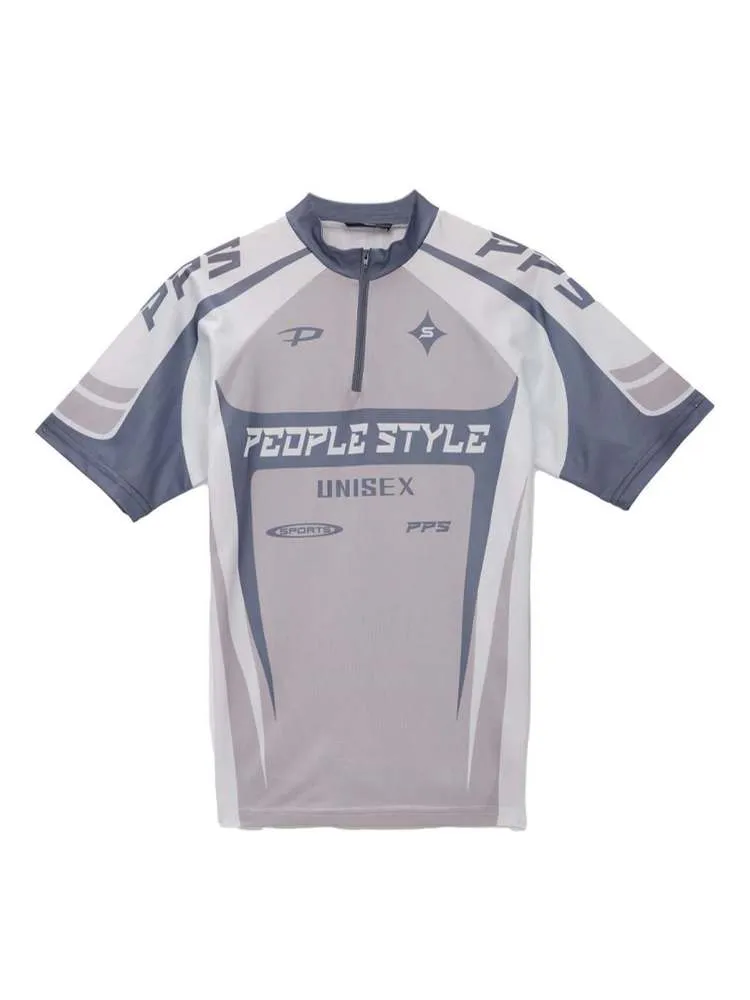 High Neck Logo Cycling Jersey Tops【s0000006752】