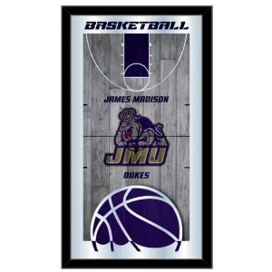 James Madison Dukes HBS Basketball Framed Hanging Glass Wall Mirror (26"x15")