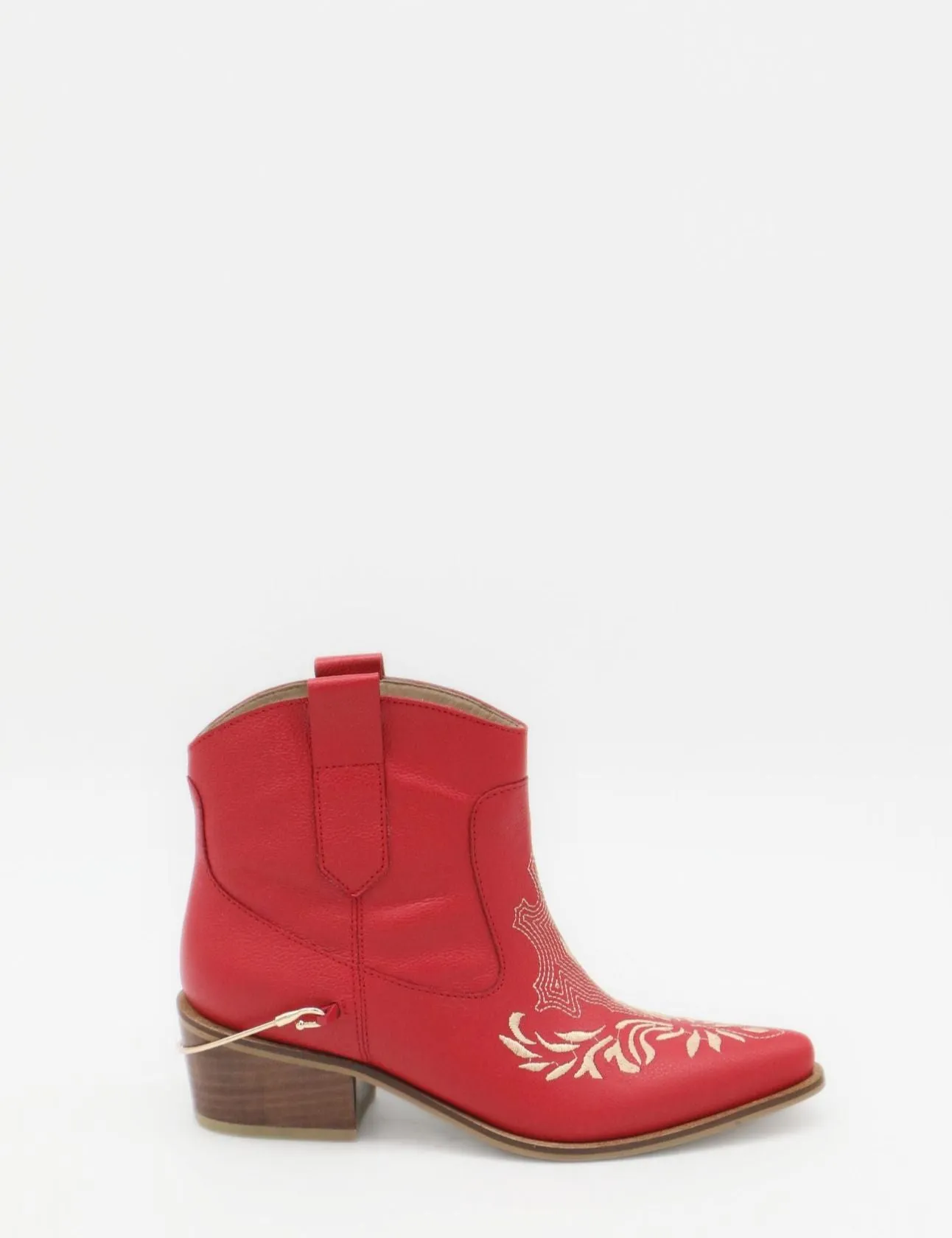 Joy western cowboy booties in red leather women's shoes