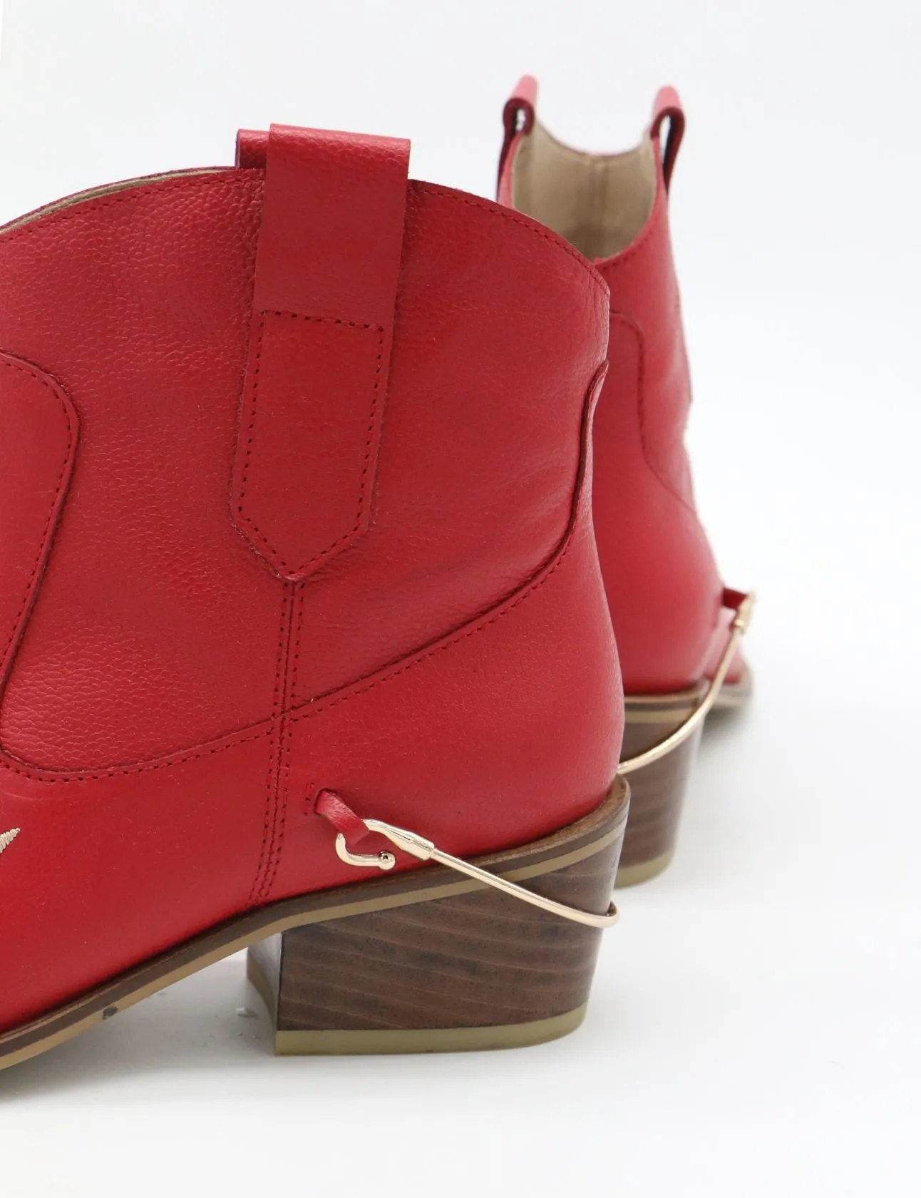 Joy western cowboy booties in red leather women's shoes