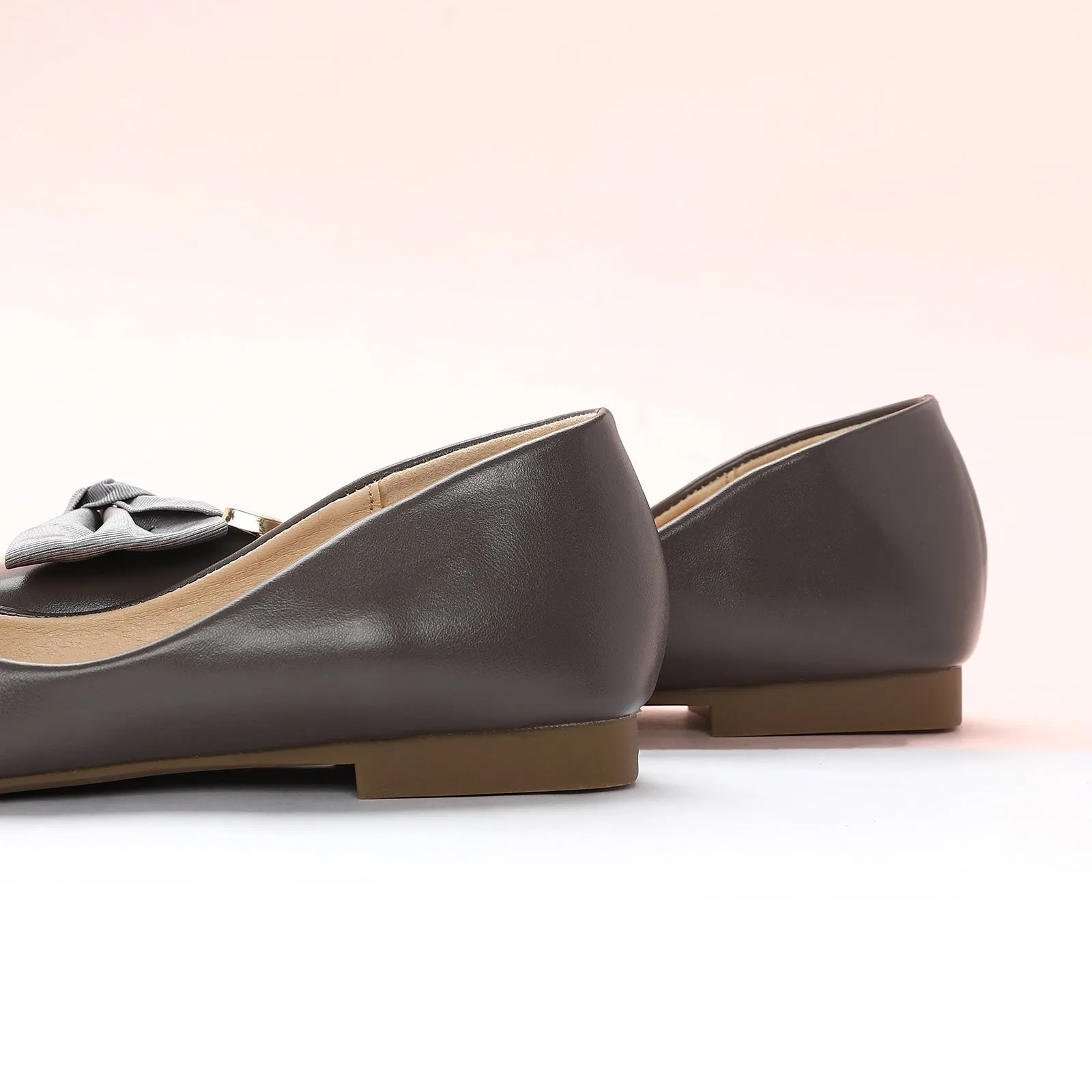 Metal Bow Ballerina Flats (Eva) Grey