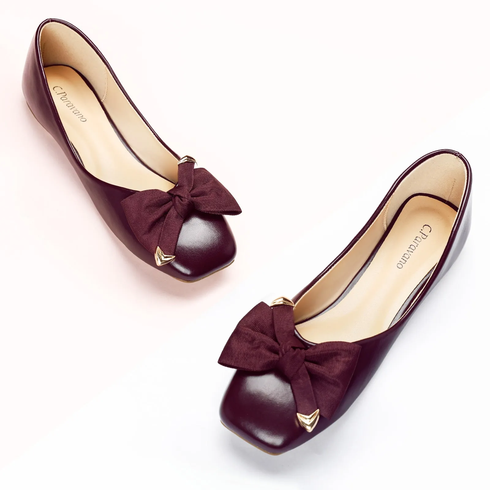 Metal Bow Ballerina Flats (Eva) Purple