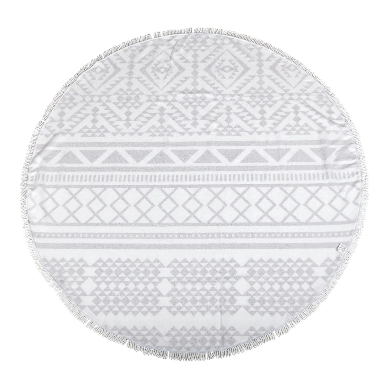 Milano Round Beach Towel with Tassels Print 140 cm 350 GSM Microfibre Blanket Aztec