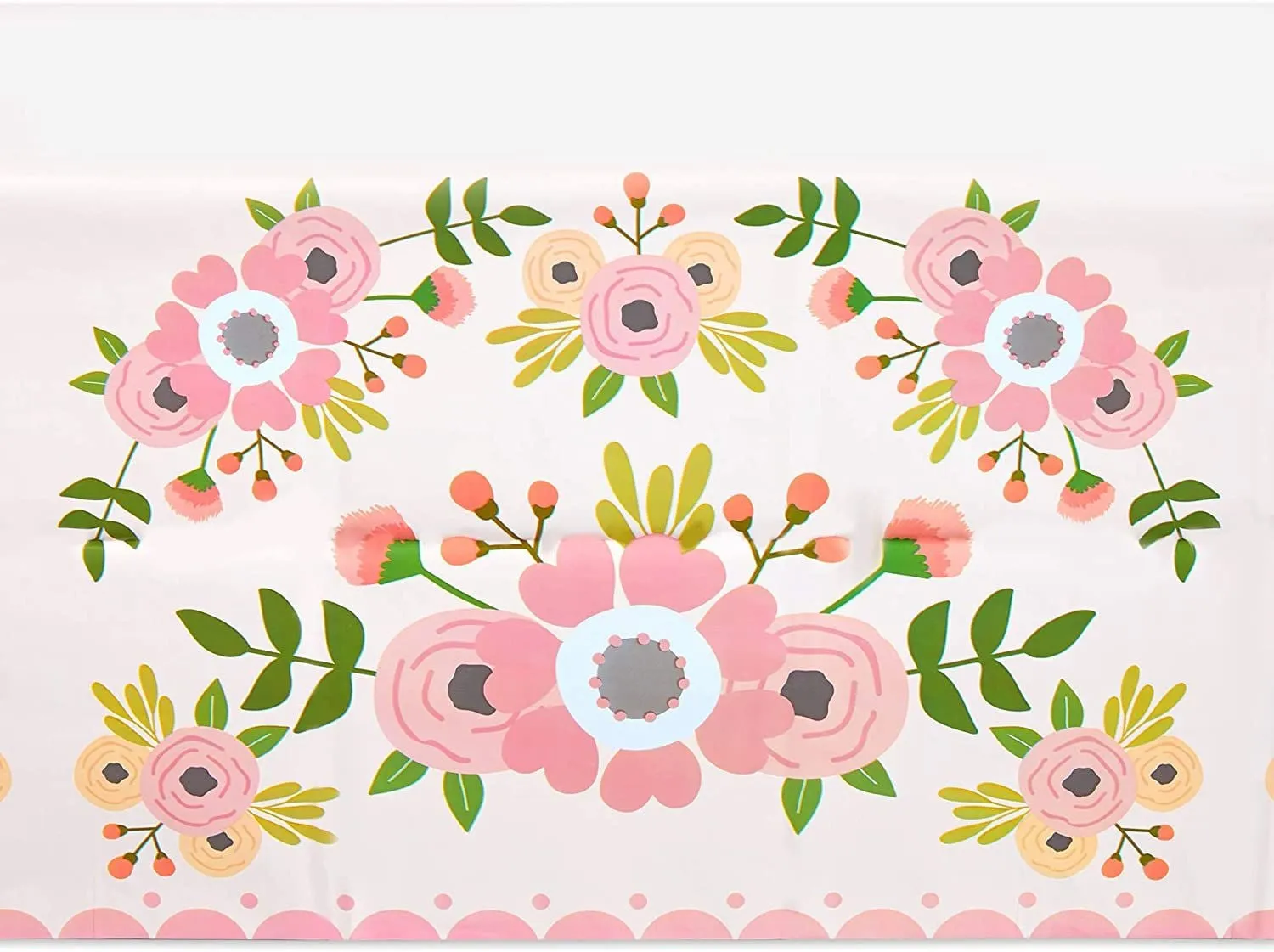 Pink Floral Plastic Tablecloth for Wedding (54 x 108 in, 3 Pack)