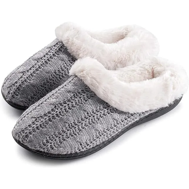 Roxoni Women's Slippers Cable Knit Super Cozy Comfort Clog